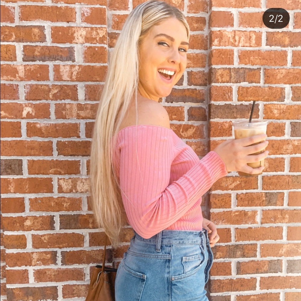 Pink off the shoulder crop top
